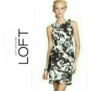 LOFT Silk/Spandex White & Black Dress
